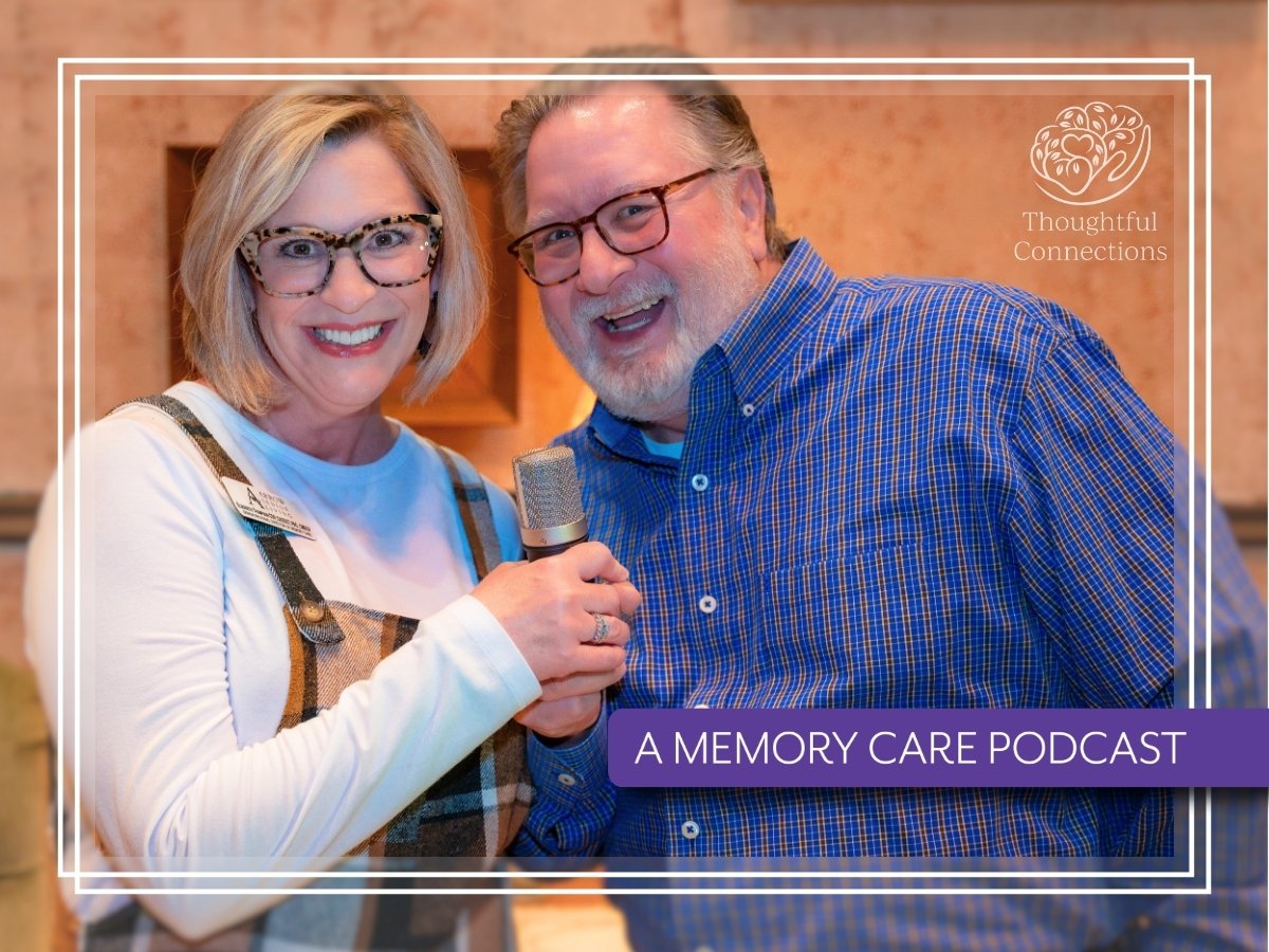 Elizabeth Thompson, Arrow Senior Living Regional Director of Memory Care, and Charlie Johnson record the Thoughtful Connections podcast focused on dementia and memory care education.