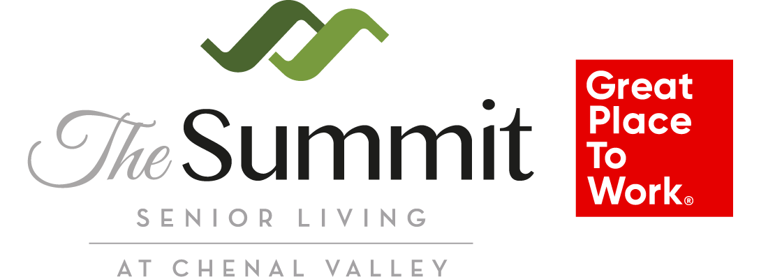 The Summit at Chenal Valley Senior Living logo features the Great Place to Work badge, highlighting the community’s certification and commitment to a supportive workplace culture.